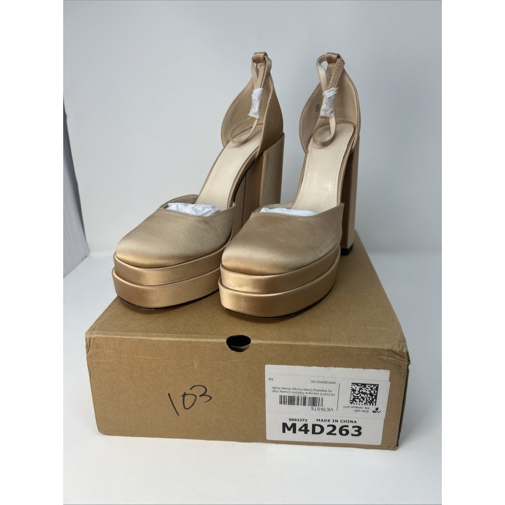 VETASTE Womens Platform Heels Chunky High Heels Ankle Buckle Strap Pumps Size 10